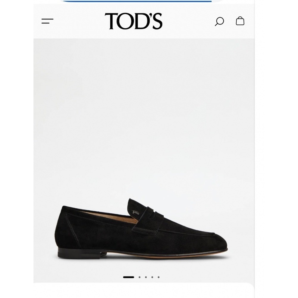 Tods Suede Penny Loafers Black Mens Size 9.5 Quiet Luxury, Timeless, Minimalist